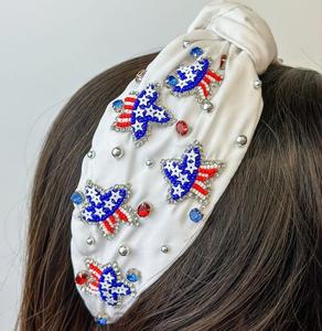 Bandeau à perles patriotique personnalisé au design américain avec broderie de perles de rocaille pour femmes - Product Image 4