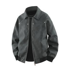 Chaqueta de cuero de talla grande de alta calidad para hombre, ropa de abrigo a prueba de viento con cierre de cremallera, transpirable, ropa de carreras para motocicleta - Product Image 4