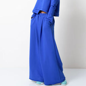 Gran oferta, conjunto de chándal de dos piezas personalizado para mujer, Top Azul Real, pantalones sueltos, sudaderas con capucha en blanco de gran tamaño - Product Image 4