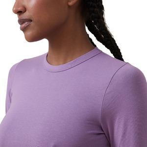 2024 llegada mujeres Color lila en blanco manga larga recortada camisetas mujeres Slim Fit Crop Tops camisetas transpirables en pedido a granel - Product Image 4