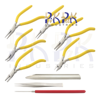 Kit de pinces et d'outils 9 pièces avec chaîne de poignée de pistolet, chaîne pliée, plate, ronde, pince à sertir, coupe latérale, AWL de perles, pince à épiler