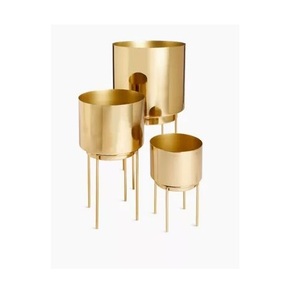 Maceta de Color dorado con soporte de hierro para decoración de jardín, tamaño personalizado, formas de plantas, nuevo, a buen precio - Product Image 1