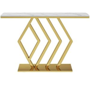 Gold Color Metal <b>Console</b> <b>Table</b> with Marble Top Sleek Design for Entryway Living Room or Hallway Deco - Product Image 1