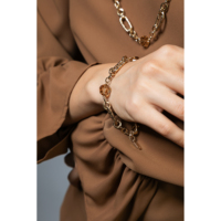 Collier long pour femme, fabriqué en Italie, 86 cm, avec cristaux, plaqué or 18 carats