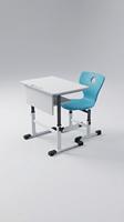 Bureau d'école moderne en plastique durable, chaise colorée, plateau de table en bois, hauteur réglable, pieds en métal en forme de T, revêtement en poudre, marque ARSU