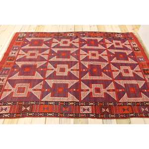 Tapis turc vintage 5,1x7,1 pi (154x216 cm), tapis en laine rouge - Product Image 2