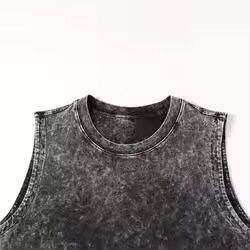 Nouveau personnalisé imprimé 230gsm coton lavé à l'acide hommes débardeurs respirant et décontracté surdimensionné Vintage goutte épaule conception - Product Image 3