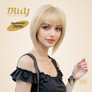 Zora-DWY MiraScalp High Quality Short Wavy Blonde Bob Synthetic Lace Wig Transparent Lace Glueless Wig - Product Image 1