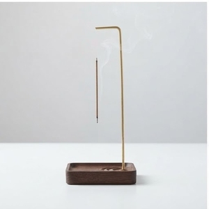Hand-Made Acacia wood <b>Incense</b> <b>Holder</b> with Brass Stand for Stick <b>Incense</b> Aromatic Use All-Season - Product Image 2