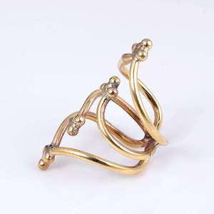 Market Favorite <b>Boho</b> Tribal Brass <b>Ring</b> for Women Antique Finish Chevron Beaded Open Band Geometric Jewelry for Wholesale OEM ODM - Product Image 5