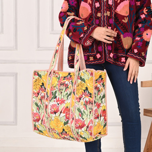 Bolso de mano de algodón ecológico para mujer, bolso de hombro, bolso de compras con bolsillos con cremallera - Product Image 2