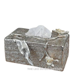 Oiseau volant plaqué or forme rectangulaire boîte à mouchoirs en aluminium métal salle de bain debout couleur argent boîte à mouchoirs - Product Image 3