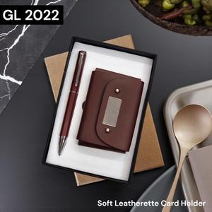 Ensemble cadeau d'entreprise en bois personnalisé avec logo, articles en cuir et bois, porte-cartes, stylo, luxe fait main, cadeau pour la fête des pères, ensemble cadeau promotionnel - Product Image 6