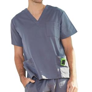 Tenues d'infirmière confortables de haute qualité en gros, ensembles de blouses médicales en tissu jersey extensible polyester-spandex pour usage hospitalier pour hommes - Product Image 1