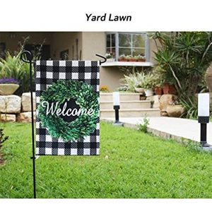 Pack of 2 Welcome Boxwood Wreath Garden <b>Flag</b> - Double Sided Buffalo Plaid <b>Check</b> <b>Flag</b> Autumn 12.5 x 18 Inch - House Yard - Product Image 2