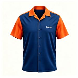 Men's Custom Two-Tone Camp Collar <b>Bowling</b> Shirt Color Block Short Sleeve Retro Button Down for Party Beach Team Uniform - Product Image 1