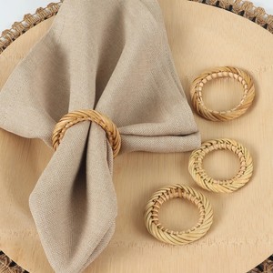 Ronds de serviette en rotin les moins chers accessoires de table à manger serviettes circulaires naturelles porte-anneaux - Product Image 4