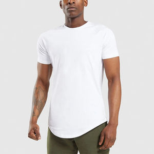 T-shirt homme en coton élasthanne T-shirt athlétique à séchage rapide T-shirt sport pour entraînement coupe musculaire T-shirt blanc en gros meilleur style de mode - Product Image 2