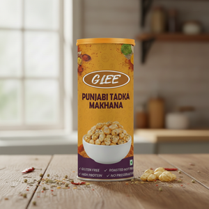 GLEE Spicy Punjabi Tadka Roasted Makhana (Nueces de Zorro) Sin Gluten, Alto en Proteínas, Envase de Plástico de 80g - Product Image 3