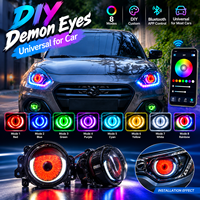 Contrôle d'application universel 12V brouillard LED voiture diable yeux pour phare projecteur lentille pour voiture moto dynamique lumières décoratives bricolage