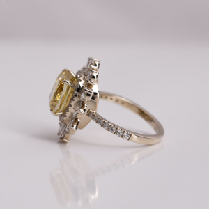 Custom Flower Shape Yellow <b>Cushion</b> Cut Lab Created Diamond Halo Setting 14KT Solid Gold Engagement Ring Luxurious Gift for Women - Product Image 3