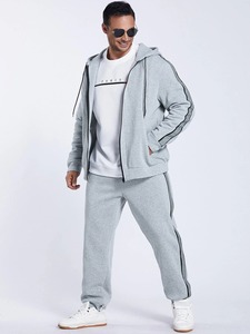 Nouveau design de survêtement en coton polaire avec fermeture éclair à capuche deux pièces pour hommes Gym Fitness Training Suit à vendre - Product Image 6