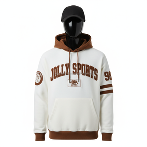 Haute qualité 380GSM hommes pull à capuche lourd polaire tissu doux brossé intérieur blanc marron Logo personnalisé impression basiques à capuche - Product Image 1