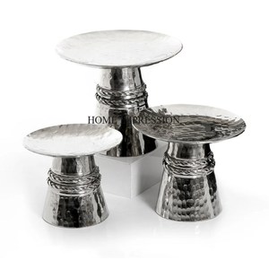 ถาดเสิร์ฟโลหะชุบทองเกรดสูงดีไซน์แบบโบราณทำจากฐานโลหะทรงกลมดูดี - Product Image 6