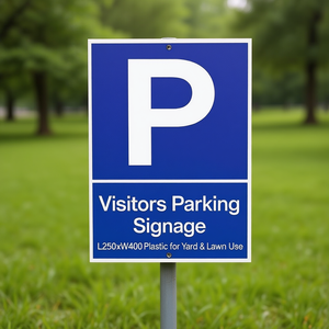 Panneau de signalisation pour parking des visiteurs L250xW400 en plastique bleu/blanc pour cour et pelouse - Product Image 3