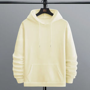 Sweat-shirt à capuche unisexe de haute qualité, personnalisé, uni, crème beige, pour hommes et femmes, surdimensionné, pull-over en molleton, streetwear décontracté - Product Image 3