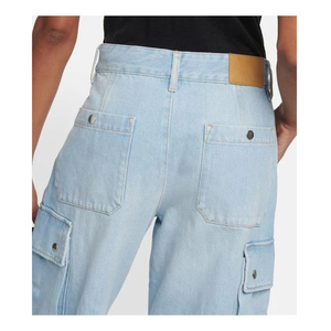 Pantalones vaqueros unisex para mujer, pantalones cargo Boyfriend, pantalones cargo para mujer, lo último en pantalones vaqueros azul claro con botones, pantalones cargo - Product Image 5