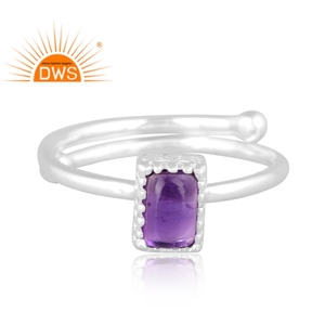 Meilleures ventes Bague empilable en argent sterling fin avec améthyste naturelle Fabricant de bijoux personnalisés - Product Image 2