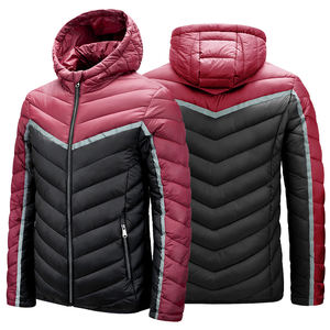 Chaqueta acolchada de trabajo con parches y bordado personalizado para hombre, abrigo de invierno con capucha acolchado grueso y cálido, tela tejida multicolor con tu propio logotipo - Product Image 2