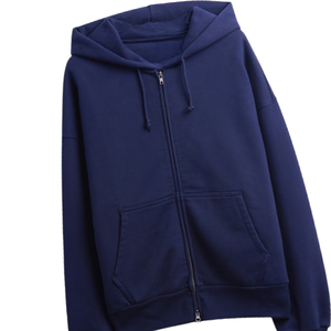 Navy Blue Zip Up Hoodie <b>Men</b> Unisex <b>Thick</b> <b>Fleece</b> <b>Jacket</b> Streetwear Casual Oversized Sweatshirt Winter Warm Full Zipper Hooded Top - Product Image 5