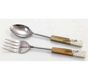 Haute qualité 18/8 acier inoxydable salade serveur ensemble résine poignée noël vente chaude pour mariage Restaurants couverts pour cuisine - Product Image 2