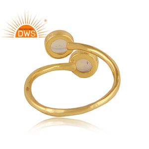 Anillo ajustable de piedras preciosas de ópalo etíope Natural chapado en oro de 18 quilates de plata de ley de gran venta, joyería para mujer, regalo para ella - Product Image 4