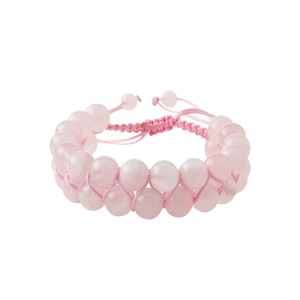 Pulsera de Cuarzo Rosa (Cuarzo Rosa) de 8mm con Doble Hilera de Macramé y Piedras Naturales - Product Image 1