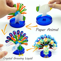 Kit Scientifique PLOMA pour la Croissance de Cristaux Animaux Magiques pour Enfants – Comprend des Disques d'Animaux en Papier et des Composants Plastiques – Petites Pièces à Éviter les Risques d'Étouffement
