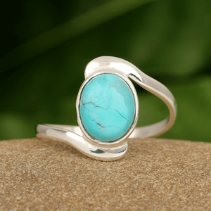 Classics Design Natural Arizona <b>Turquoise</b> Gemstone <b>Ring</b> 8x10mm Oval Shape 925 Sterling Silver Fine Handcrafted Women's Jewelry - Product Image 1