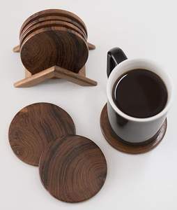 Juego de posavasos de madera natural clásico hecho a mano con acabado de cristal alto, Decoración de mesa personalizada de MSR Overseas - Product Image 1