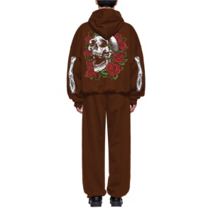 Sweats à capuche surdimensionnés en mélange de polyester et de coton pour hommes, sweat-shirt à fermeture éclair complète, polaire lourde, impression numérique, hiver - Product Image 2