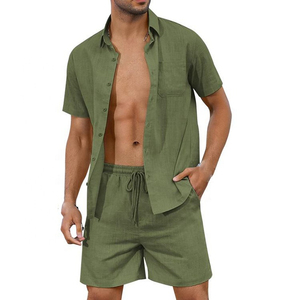 Ensemble de survêtement décontracté en molleton respirant pour homme, 2 pièces, t-shirt à manches courtes et short, personnalisable - Product Image 3