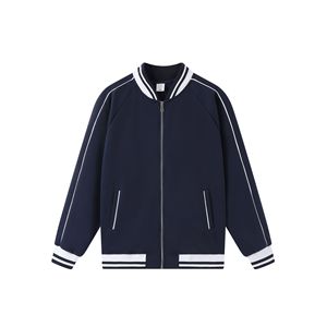 Fabricants de vêtements de haute qualité personnalisé 320g Polyester coton tissu décontracté hommes collège Style lâche fermeture éclair veste de Baseball - Product Image 4