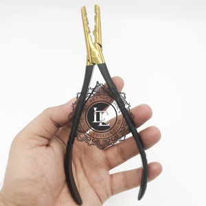 Premium Quality Gold And Black Powder Coating Plier Surgical Grade Stainless Steel Hair <b>Extension</b> Plier <b>Micro</b> Tool Custom Label - Product Image 1