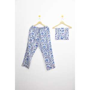 Ensemble de pyjama en coton bleu à fleurs 100% coton, imprimé à la main, vêtements de nuit pour femmes, ensembles de vêtements de nuit confortables pour femmes - Product Image 3
