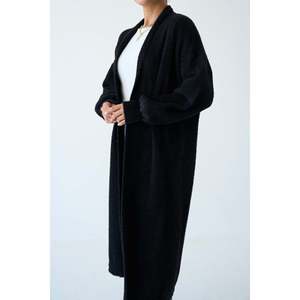 Cardigan en tricot noir long jusqu'aux chevilles - Product Image 4