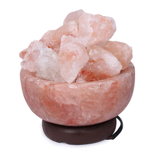 Lámpara de tazón de sal del Himalaya personalizada más vendida, lámpara de sal en forma de flor Natural hecha a mano, talla elegante, artesanías naturales - Product Image 1