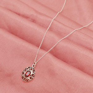 Design étonnant Bijoux faits main DERNIER COLLIER EN ARGENT STERLING FILIGREE 925 AVEC GRENAT GEMME - Product Image 3