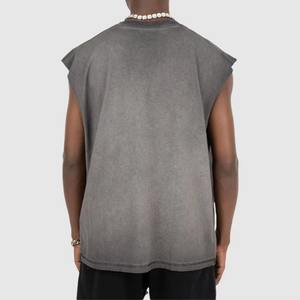 Verano de alta calidad hombres sin mangas Vintage ácido lavado 100% algodón camisetas sin mangas logotipo personalizado Fitness Streetwear sin mangas impreso - Product Image 6