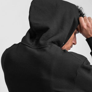 Sweat à capuche à boutons en coton pour hommes, couleur unie, logo personnalisé Vente en gros - Product Image 4